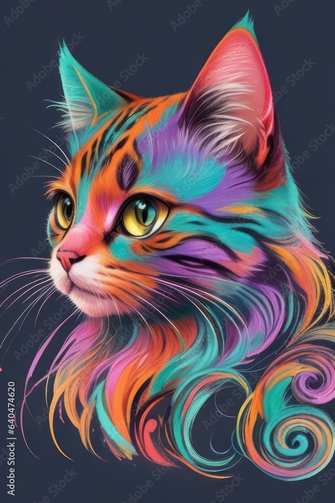 Colorful anime style cats.generative AI
