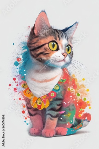 Colorful anime style cats.generative AI © 2D_Jungle
