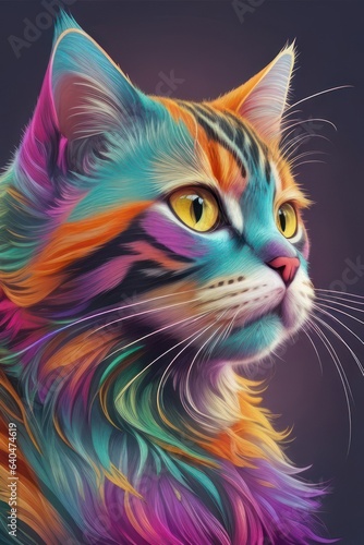 Colorful anime style cats.generative AI
