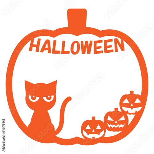 切り絵風ハロウィンのフレームイラスト