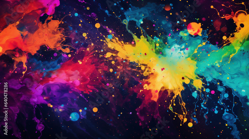 Dive into a vibrant backdrop of multi-colored splatters, bringing abstract artistry and emotion to the forefront, enhanced by Generative AI.