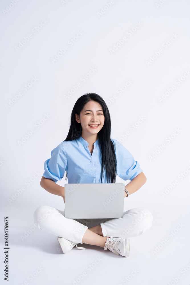 Photo of young Asian girl on white background Photo of young Asian girl on white background