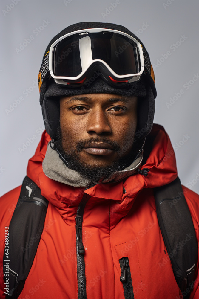 African american male dressed up for the ski hill. African american male dressed up for the ski hill.