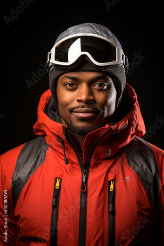 African american male dressed up for the ski hill.  © Jeff Whyte