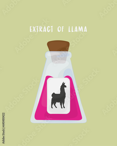 Jar and Llama Label Doodle Vector, Sketch, Drawing 