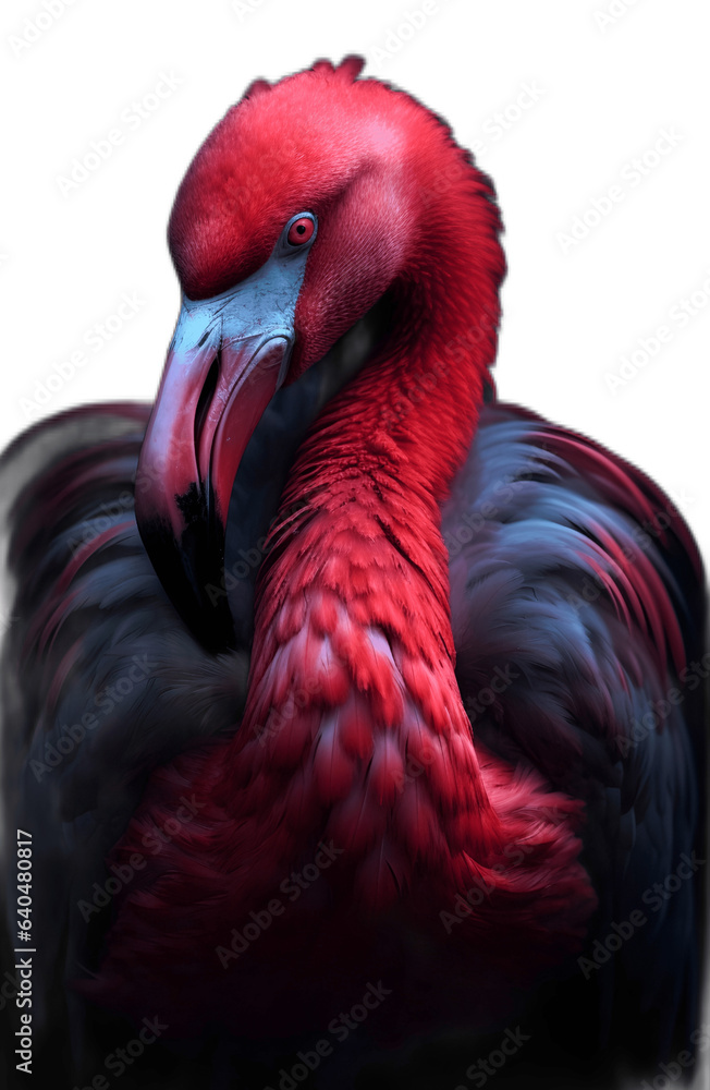 Fototapeta premium Close up of red flamingo bird isolated on white 