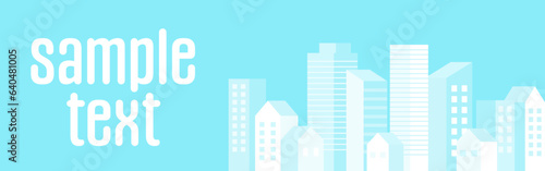 背景イラスト_ビル群_水色