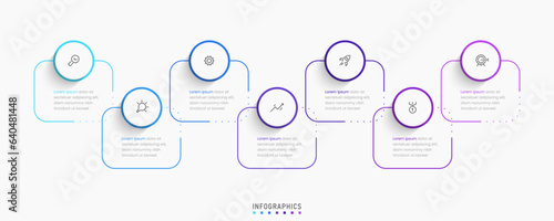 Vector Infographic label design template with icons and 7 options or steps. Can be used for process diagram, presentations, workflow layout, banner, flow chart, info graph.