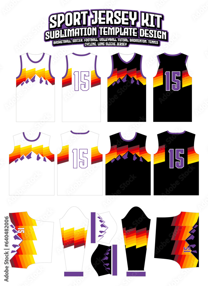 Fototapeta premium Sun Sky Rays Jersey Design Sportswear Pattern Template