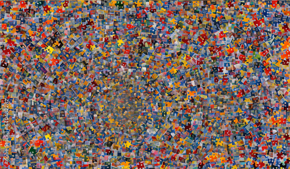 Fototapeta premium an abstract picture. A picture of human life in puzzle pieces. joy, anger, joy and sorrow. Generative AI.