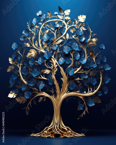 tree on blue