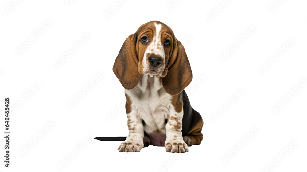 Irresistible Basset Hound Puppy: Precious Dog Cutout in PNG, Perfect for Heartwarming Designs.