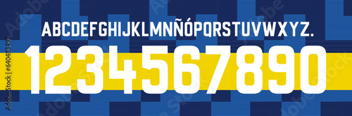 font vector team 2023 - 2024 kit sport style font. football style font. boca font. Xeneize argentina. sports style letters and numbers for soccer team photo