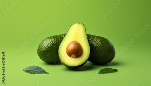 avocado isolated on green background