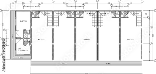 Sketch vector illustration architectural design floor plan commercial building shop