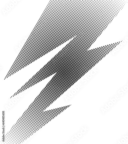 Thunder lightning burst gradient halftone dots background. Pop art texture graphic comic book template design