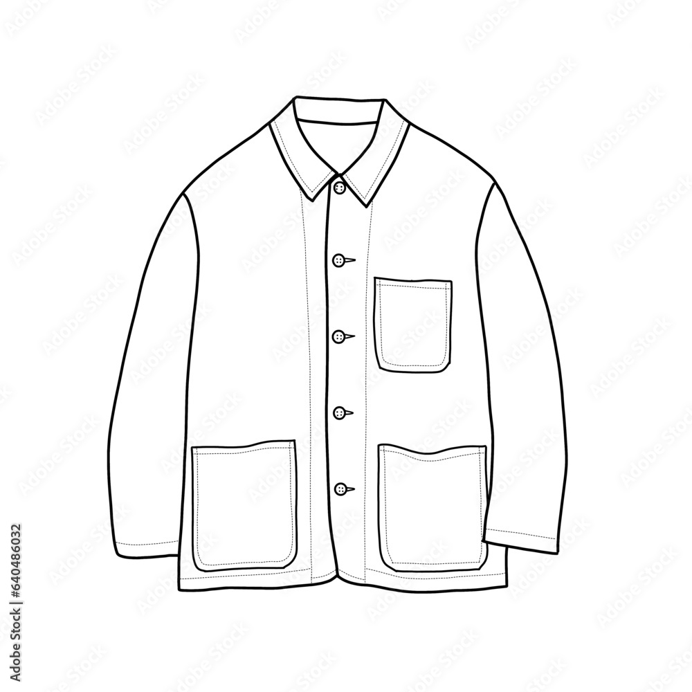Utility jacket for men, drawing flat sketches with vector illustration Utility jacket for men, drawing flat sketches with vector illustration