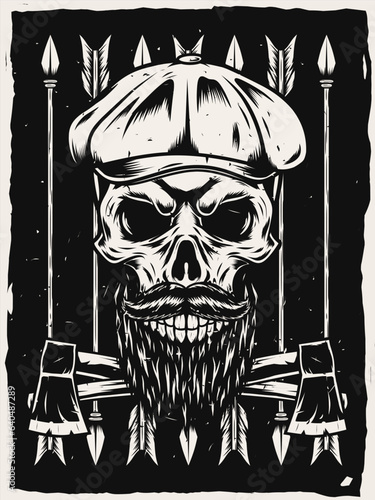 skull and cross axe poster design