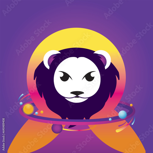 Lion cute cartoon vector wizard theme