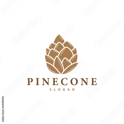 Pinecone Logo, Simple Minimalist Design Pine Tree Plant Template Vector Illustration