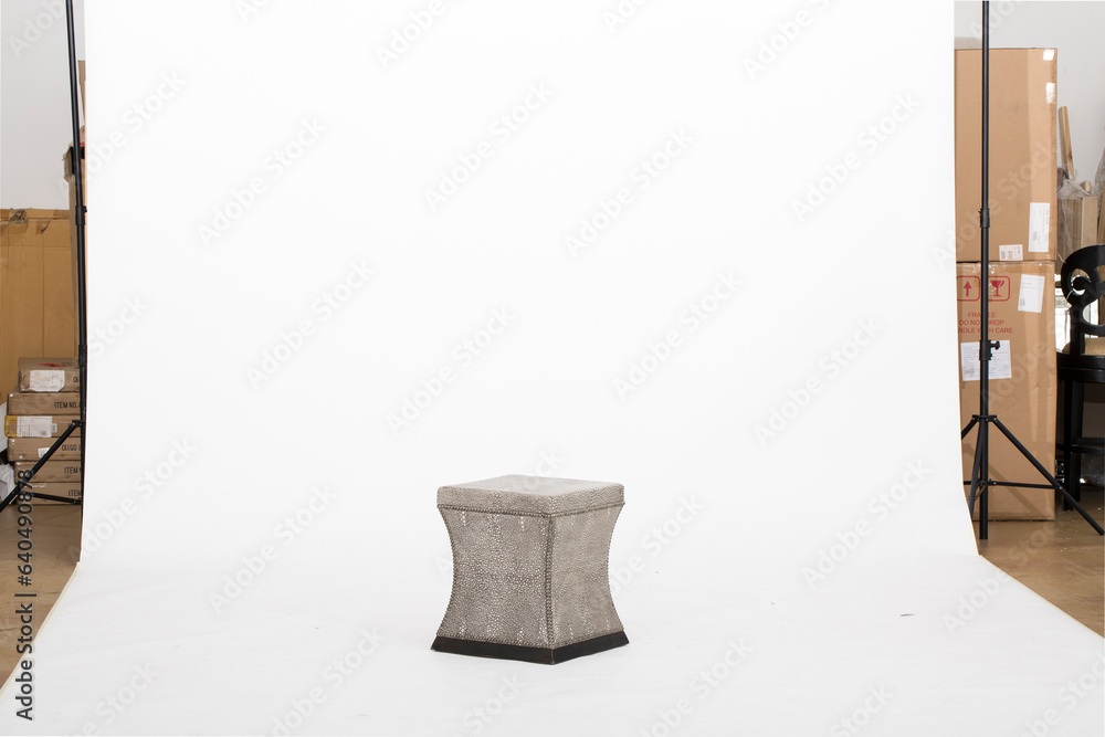 Chaise Ottoman, Gray ottoman used with Swoop modular seating, Ingot