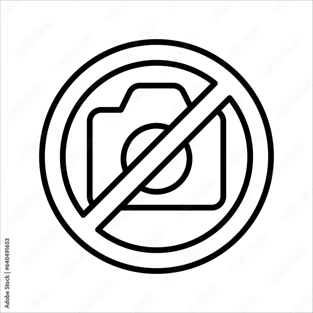 prohibition no camera icon. No Photo sign. Digital photo camera symbol. vector illustration on white background prohibition no camera icon. No Photo sign. Digital photo camera symbol. vector illustration on white background