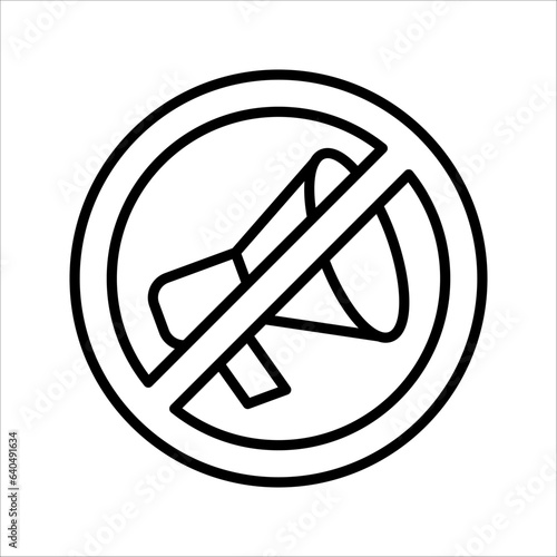 No sound icon, prohibited and silence, no noise sign. Sound on off icon, vector illustration on white background