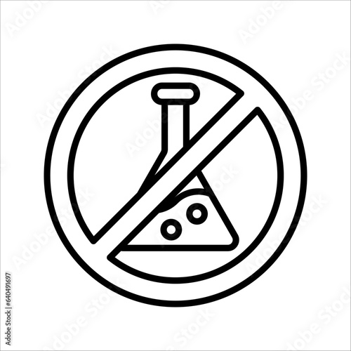 Forbidden chemical icon. No laboratory flask vector sign. Prohibited flask vector icon. Warning, caution, attention, vector illustration on white background