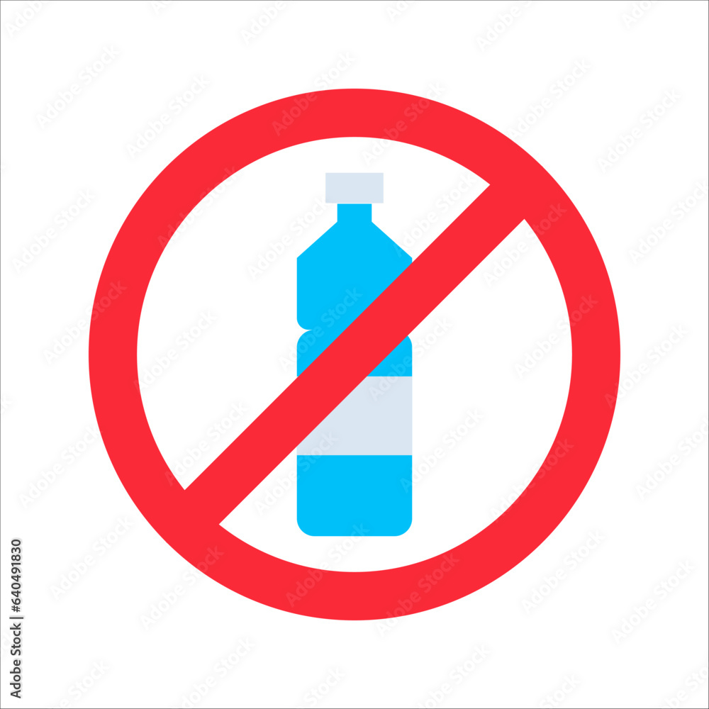 no plastic bottle vector icon. Red no symbol. Circle red warning icon. vector illustration on white background no plastic bottle vector icon. Red no symbol. Circle red warning icon. vector illustration on white background