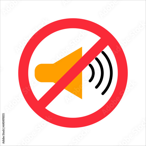 No sound icon, prohibited and silence, no noise sign. Sound on off icon, vector illustration on white background