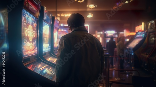 A person playing a slot machine or pinball game (ai) Ai Generate