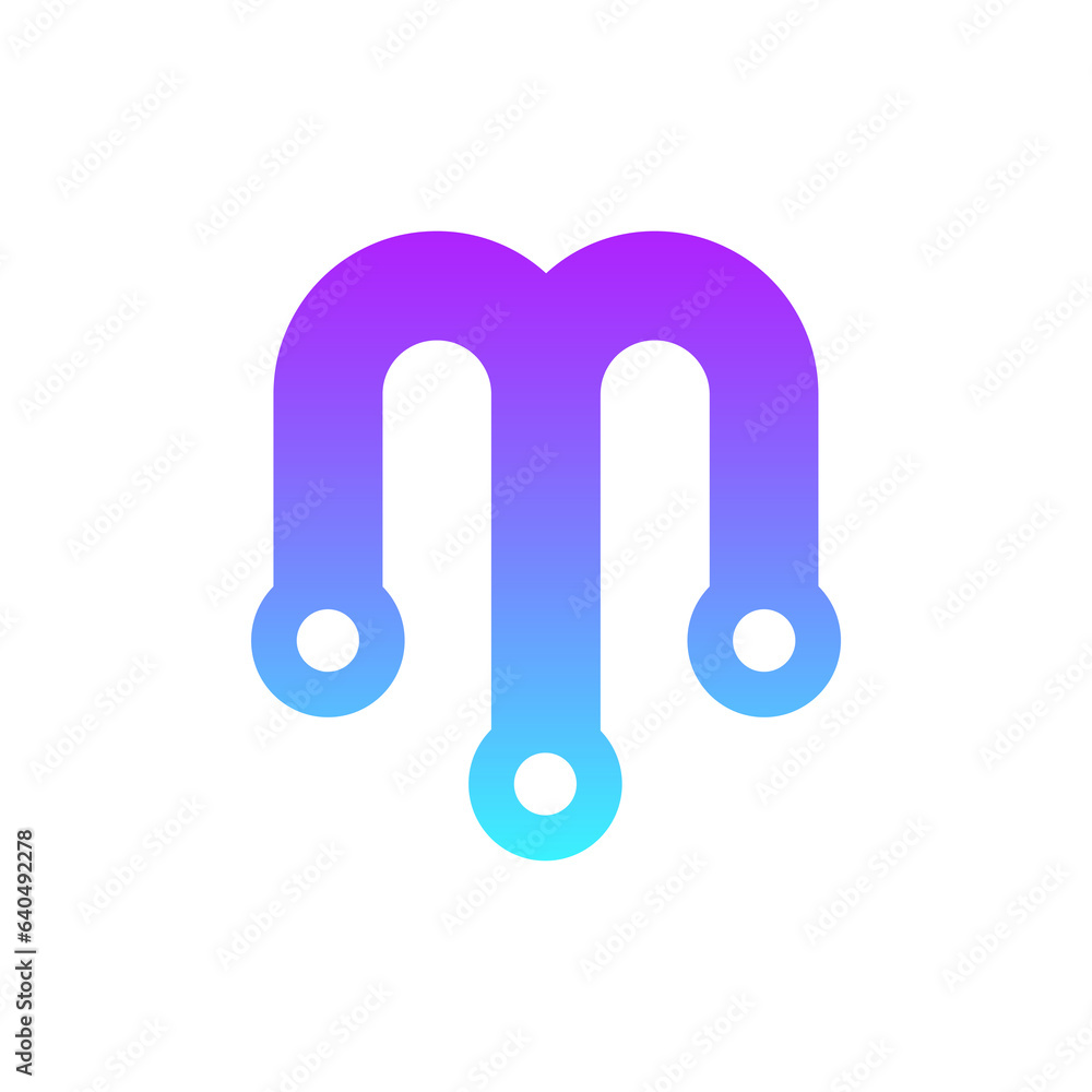 Vector abstract letter m logo design with line dots connection for technology Vector abstract letter m logo design with line dots connection for technology