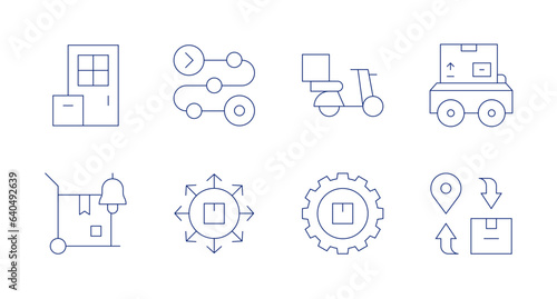 Delivery icons. Editable stroke. Containing delivery  product.