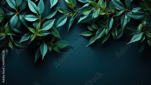 Amazon forest leave with copy space on dark background
