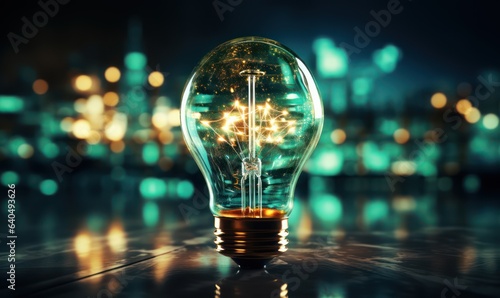 Abstract light bulb with circuit board modern technology background 