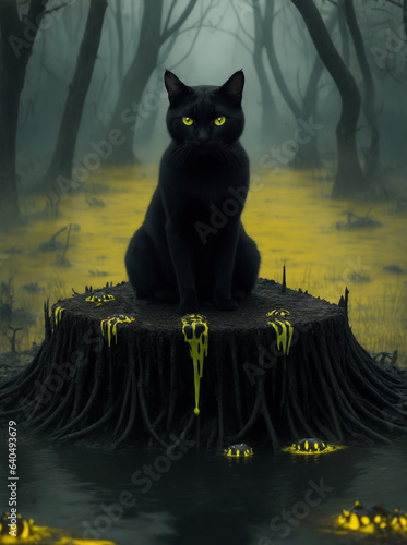halloween cat in the forest