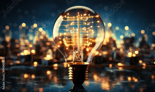Shining light bulb abstract background, idea innovation concept 
