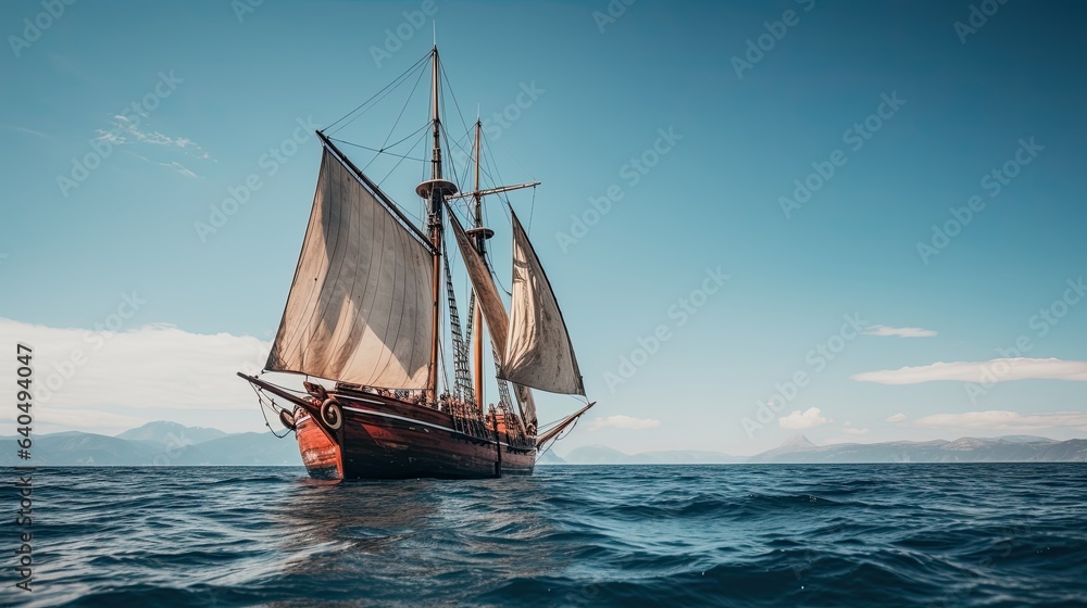 Portrait Phinisi ship sailing on the sea AI Generative Portrait Phinisi ship sailing on the sea AI Generative