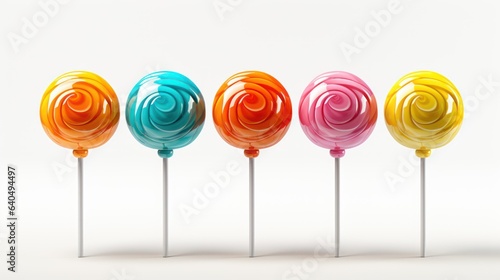 Different color of lollipop on white background 