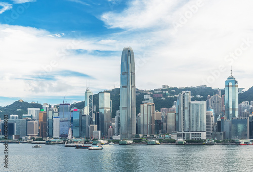 skyline of Victoria Harbor in Hong Kong city © leeyiutung