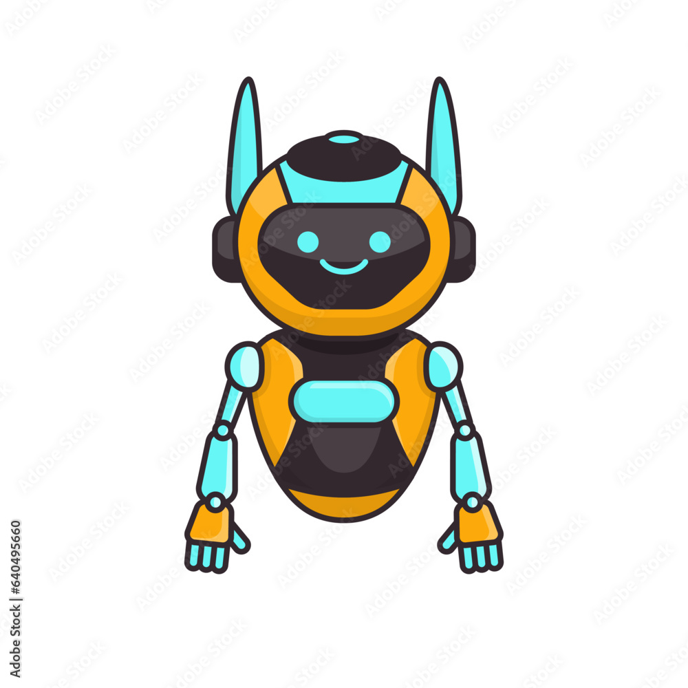 Robot character pose vector illustration design. Cute Cartoon Robot Illustration
