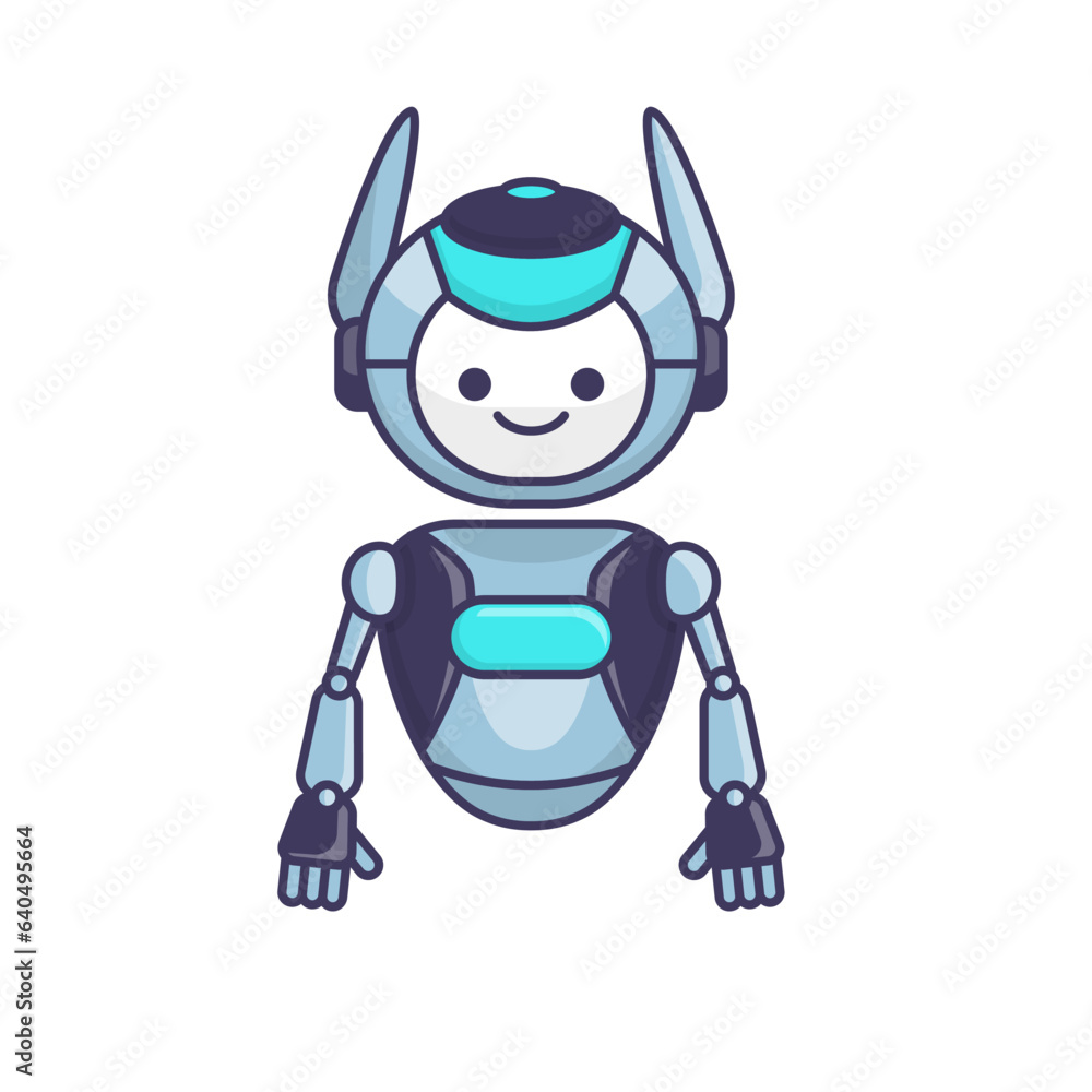 Robot character pose vector illustration design. Cute Cartoon Robot Illustration