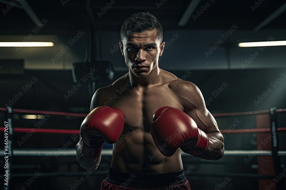 Portrait of professional boxer in fighting pose AI Generative Portrait of professional boxer in fighting pose AI Generative