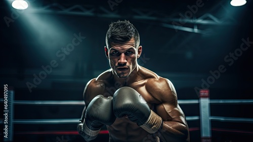 Portrait of professional boxer in fighting pose AI Generative © Tebha Workspace