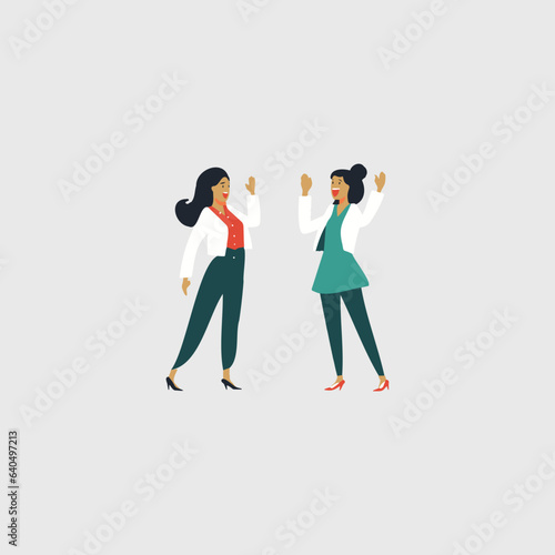 two excited women happy with a news