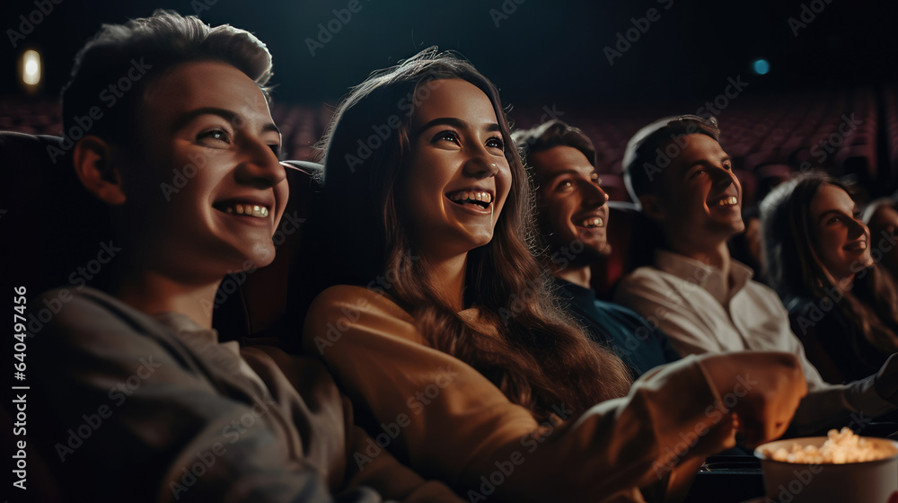 Fototapeta premium Eating popcorn with friends