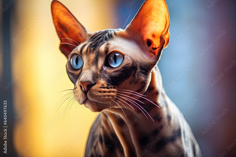 Portrait Close upsphinx cat in the living room AI Generative