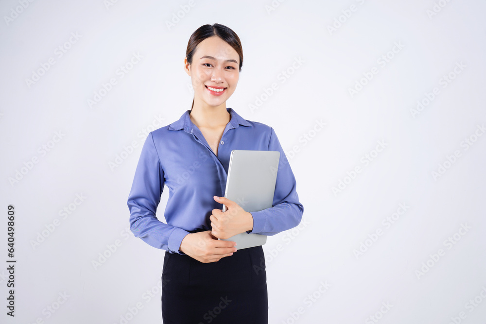 Photo of young Asian businesswoman on white background Photo of young Asian businesswoman on white background