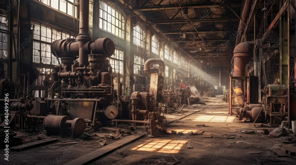 An abandoned bankrupt factory - obrazy, fototapety, plakaty 