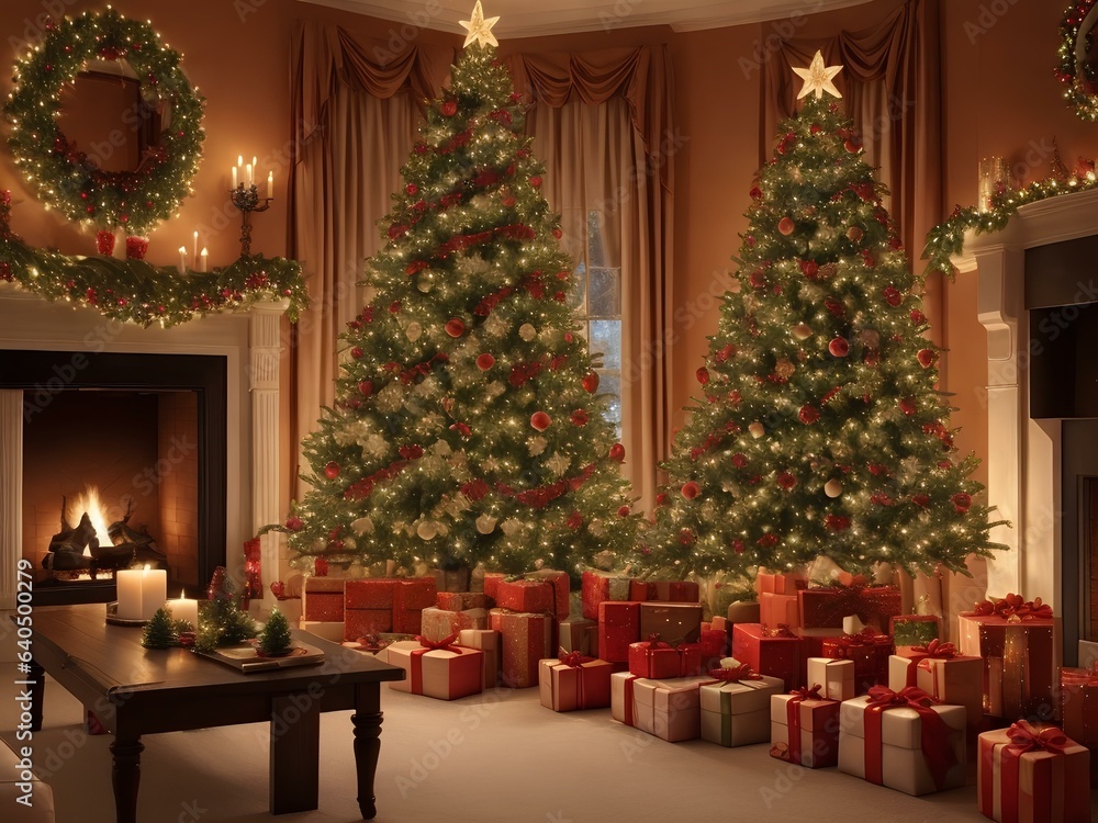 Obraz premium christmas tree with gifts